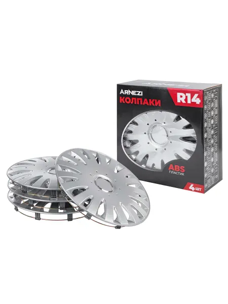 ARNEZI Колпаки R14 на колеса Vega 4шт (серебристые) ABS-пластик