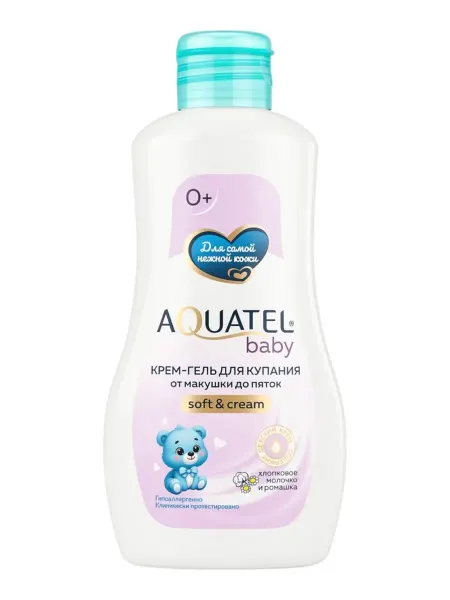 Крем-гель для купания AQUATEL Baby хлопковое молочко и ромаш