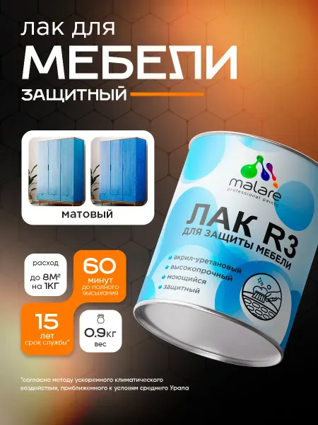 Malare Мебельный лак матовый высокопрочный 0,9 кг
