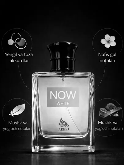 Унисекс духи Areej Now White лёгкий, чистый и спокойный аромат