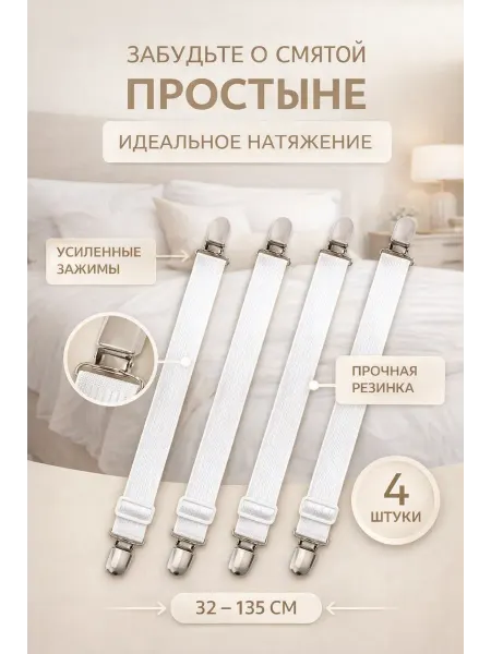 Arfa home Держатели для простыни на кровать супер прочные 4 штуки