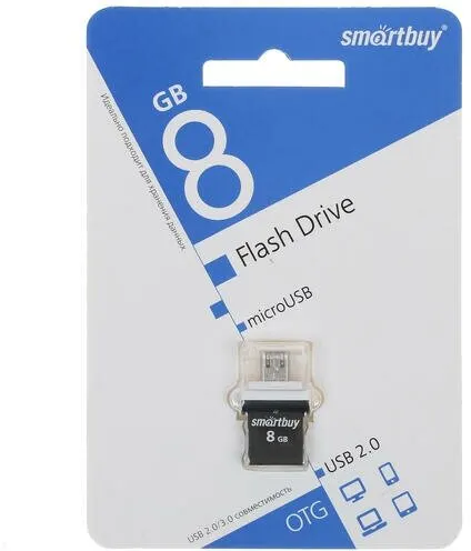 USB флеш-накопитель SmartBuy POKO, 8 ГБ, 1 шт, OTG, цвет черный.