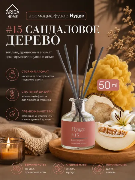 Arida Home Ароматизатор для дома аромадиффузор Сандаловое дерево