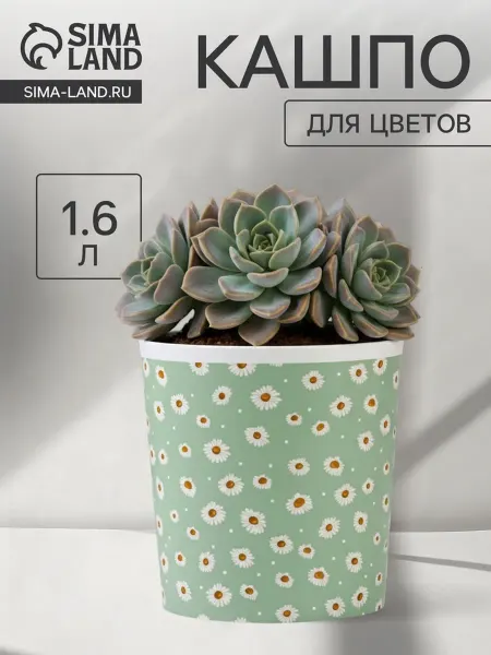 Yamle Кашпо для цветов "Ромашки", пластиковое, 14 см