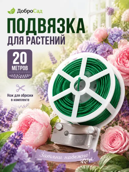 Подвязка для растений 20м на катушке с ножом