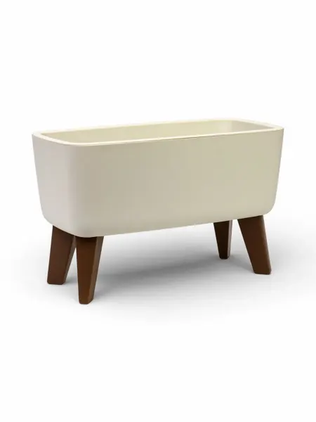 MAXRESALE_1 Кашпо Флориан пластиковое белое на ножках 39х20х24.5 см