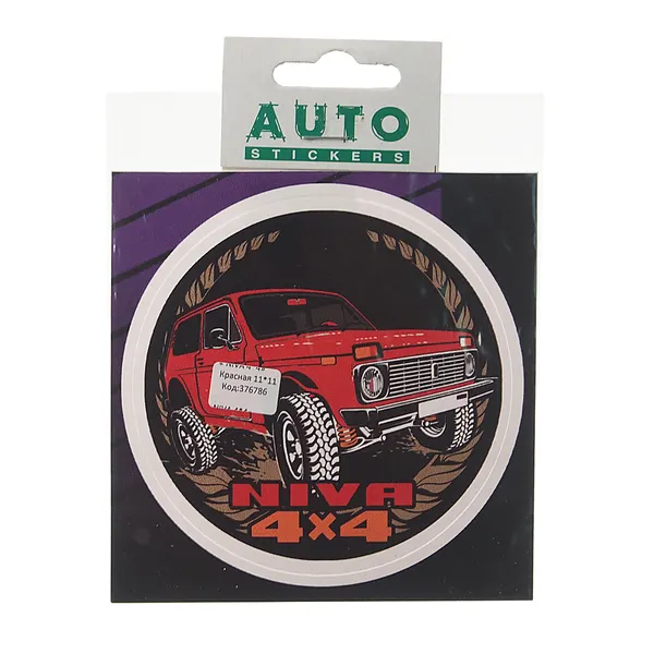 Наклейка виниловая "NIVA 4х4" 11х11см полноцветная красная AUTOSTICKERS