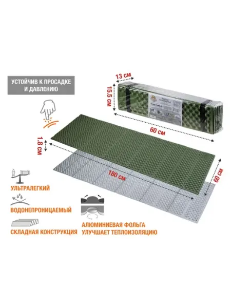 Arizone Коврик туристический Coyote Plus складной с фольгой