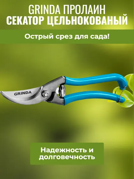Grinda Секатор ПроЛайн Р-10 цельнокованый, плоскостной, 210 мм