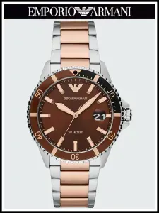 Мужские наручные часы коричневые Emporio Armani кварцевые стальные