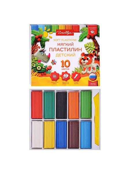 GLOBUS Пластилин детский мягкий, 10 цветов