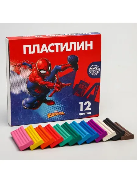 In Mother's Hands Пластилин 12 цветов 180 г "Супергерой", Человек-паук, 2 шт