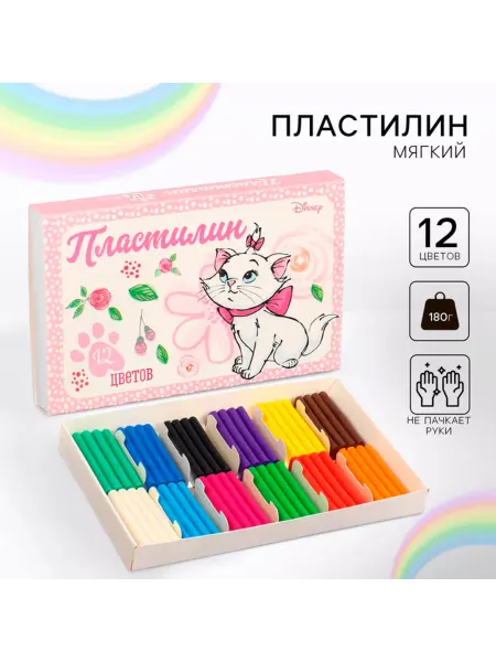 ПМДК Пластилин 12 цветов 180г, серия Коты-аристократы, 2 шт