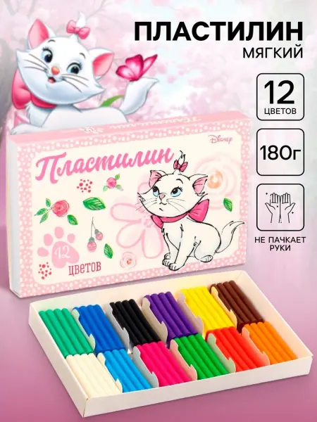SOLNARIS Пластилин 12 цветов "Коты-аристократы", 2 шт