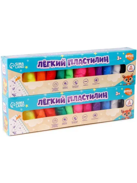 Школа талантов Воздушный пластилин, 12 цветов, 24 шт