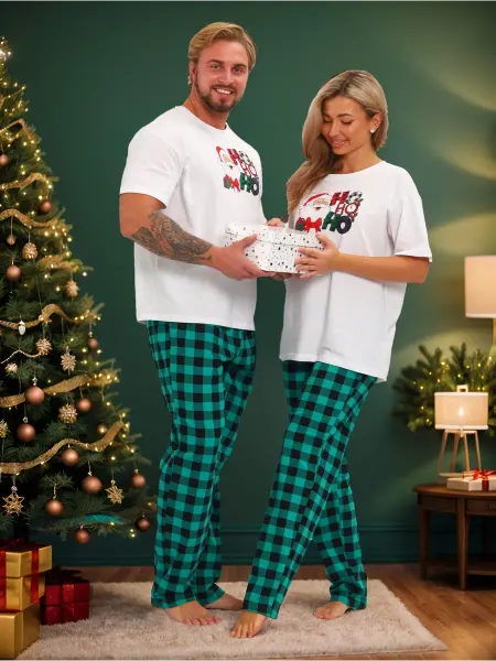 ARMONIASOLE Пижама новогодняя со штанами в клетку family look семейная