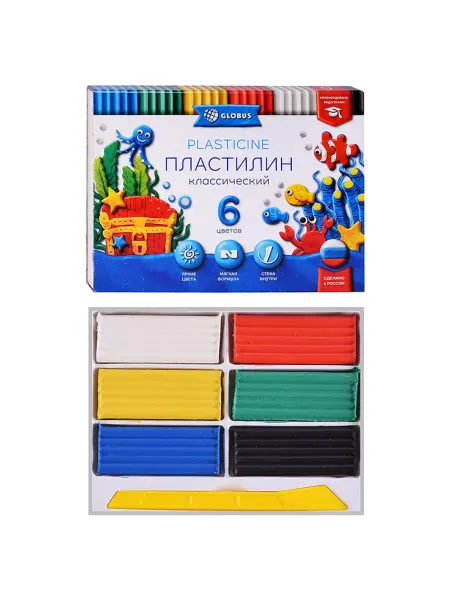 SOLNARIS Классический пластилин 6 цветов для творчества