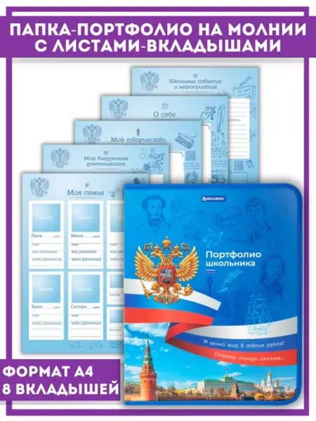 Brauberg Папка для портфолио школьника с вкладышами