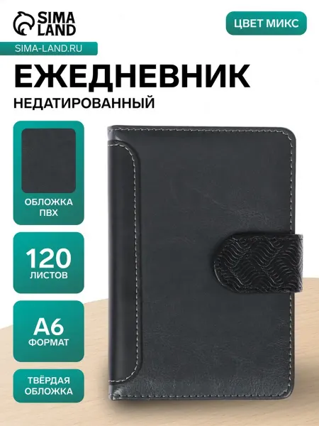 Pro100Style Ежедневник А6 недатированный с хлястиком МИКС