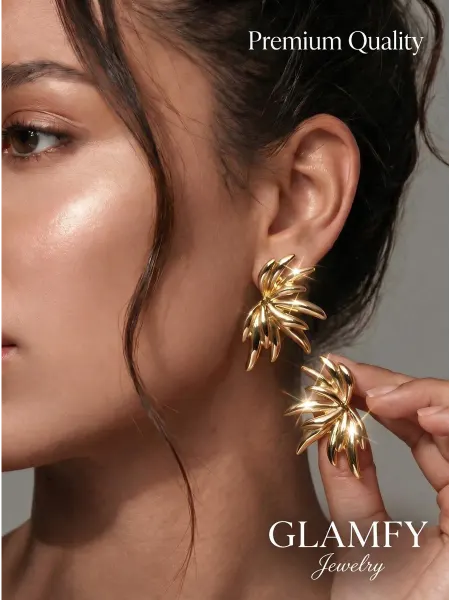Glamfy Серьги бижутерия крупные массивные металл