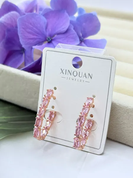 Xinquan Серьги бижутерия с розовыми камнями