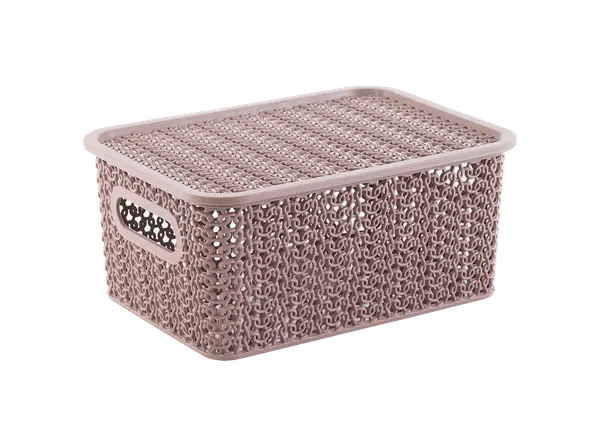 Корзинка с крышкой Violet Вязь, 3л, 23х17х10см, розовый нюд