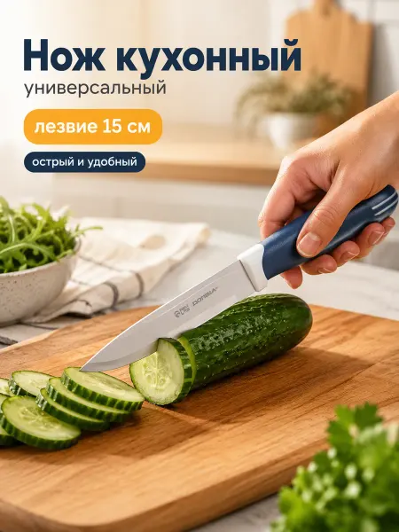 Доляна Нож кухонный универсальный, лезвие 15 см