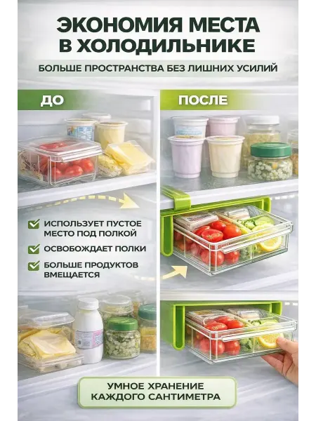 Най Контейнер для холодильника выдвижной подвесной лоток