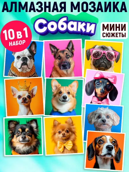 Art on Canvas Подарочный набор мини алмазная мозаика Собаки