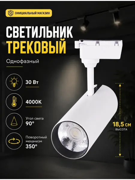 Росток Трековый светильник потолочный светодиодный LED 30 Вт