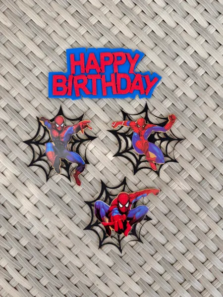 Топпер для торта Человек Паук Happy Birthday