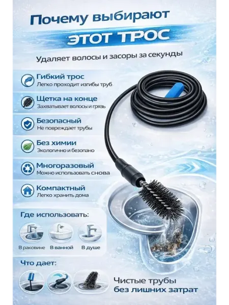 ГАНИЙ Трос сантехнический для прочистки труб