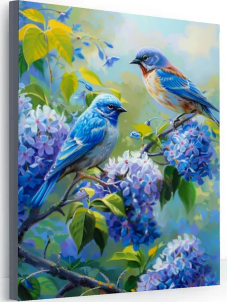 000 Art-Hobby-Market Картина по номерам сирень и птички 40х50