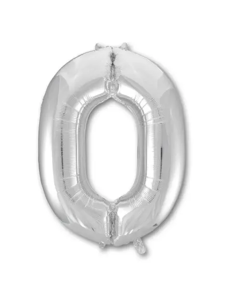 Весёлая затея Шар фольгированная 102 см Цифра 0 Silver