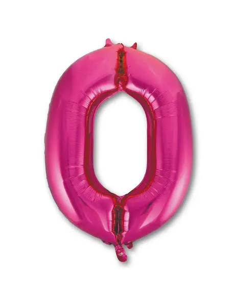 Весёлая затея Шар фольгированная 102см Цифра 0 Fuchsia