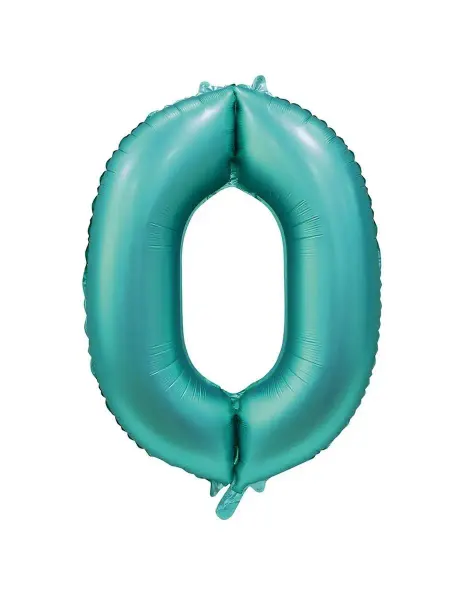 Весёлая затея Шар фольгированная 102см Цифра 0 Сатин Teal