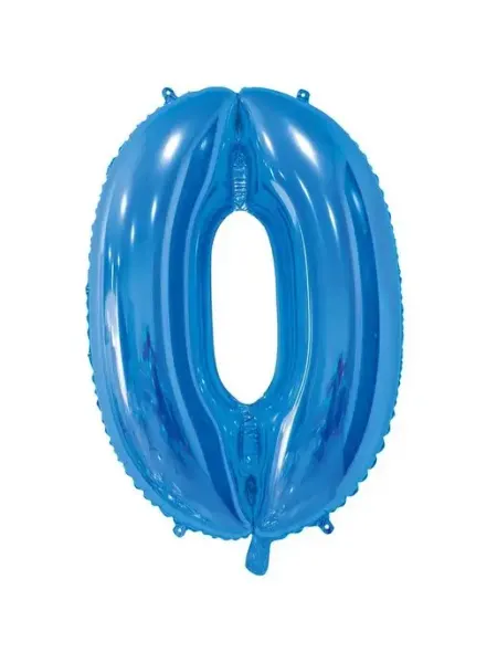 Весёлая затея Шар фольгированная 82см Цифра 0 Blue