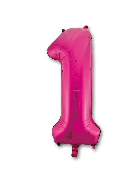Весёлая затея Шар фольгированная 102см Цифра 1 Fuchsia