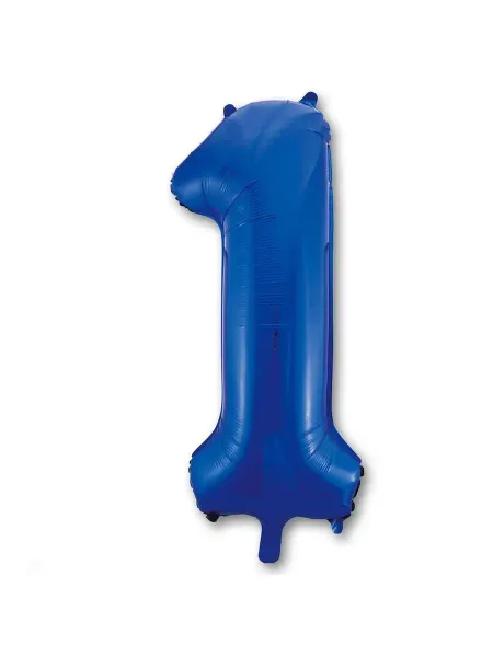 Весёлая затея Шар фольгированная 102см Цифра 1 Blue