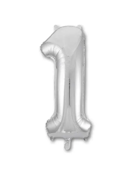 Весёлая затея Шар фольгированная Цифра 1 Silver 110 см