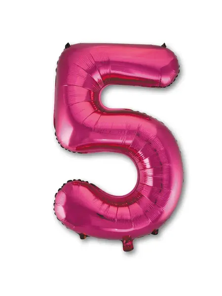 Весёлая затея Шар фольгированная Цифра 5 Fuchsia 100см