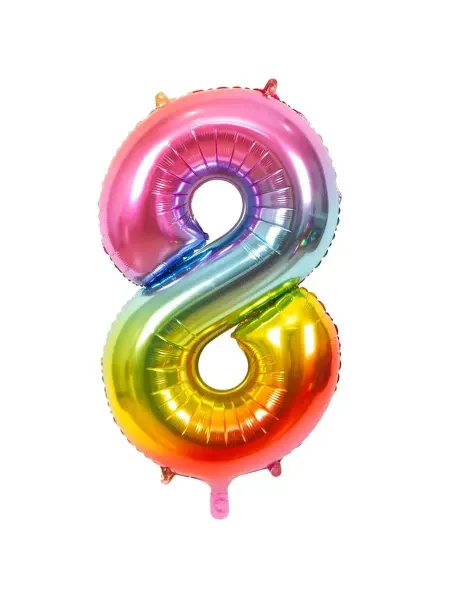 Весёлая затея Шар фольгированная Цифра 102 см 8 Радуга металлик