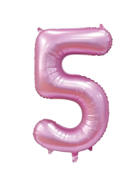 Весёлая затея Шар фольгированная Цифра 5 Сатин Pink 102см