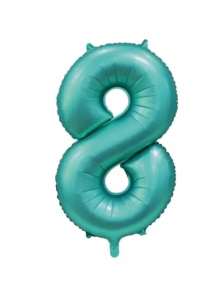 Весёлая затея Шар фольгированная Цифра 8 Сатин Teal 102см