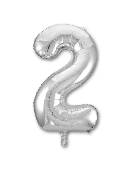 Весёлая затея Шар фольгированная Цифра 2 Silver 105см