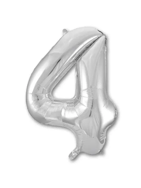 Весёлая затея Шар фольгированная Цифра 4 Silver 110см