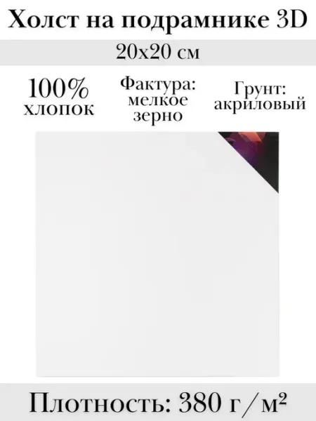 TouchLife Холст на подрамнике 20х20 см грунтованный 380 гр