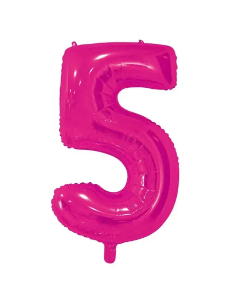 Весёлая затея Шар фольгированная Цифра 5 82см Fuchsia