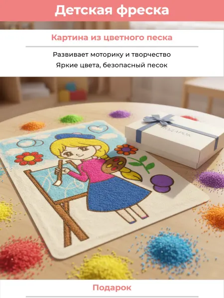 Детская фреска. Картина из цветного песка + Подарок