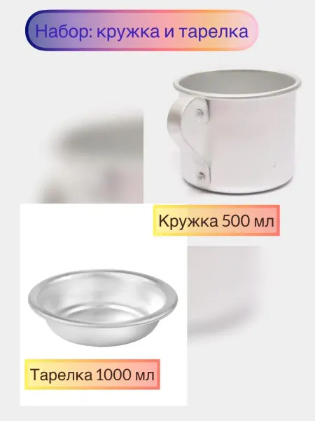 Набор посуды походный кружка и миска из алюминия Набор туристической посуды кружка и миска